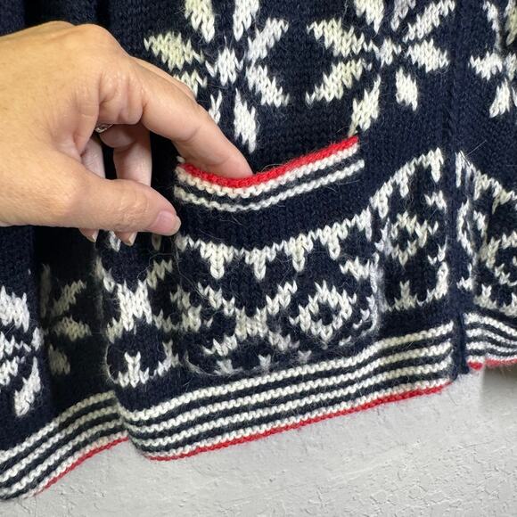 THE ALPACA CONNECTION Sweater Large Hoodie Cardigan Fair Isle Full Zip Llama - Picture 9 of 15